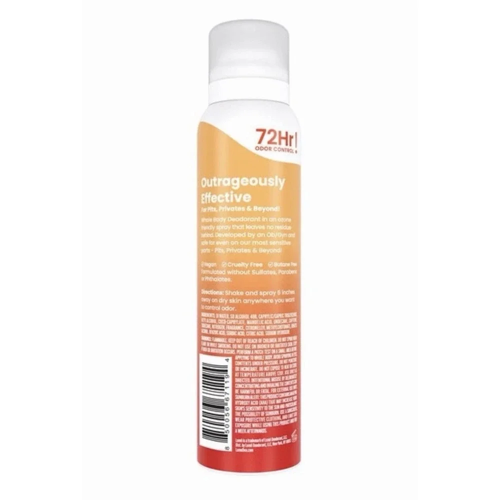 Lume Whole Body Deodorant Spray, Clean Tangerine, 3.6 OZ